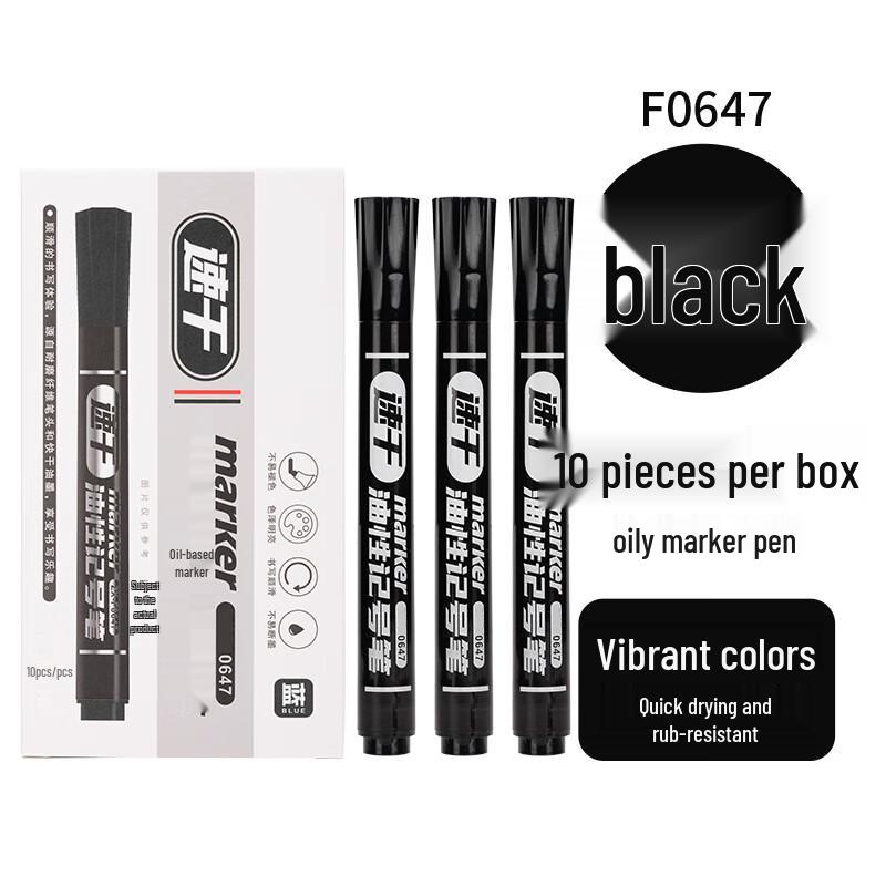 Canglongxing Waterproof Oil-Based Broad Tip Marker Pen 10-Pack
