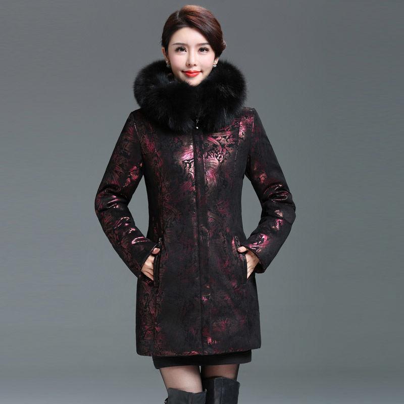 Mom's Embossed Medium and Long Middle-aged and Elderly Down Jackets for Women Fattened and Thickened New Winter Jackets