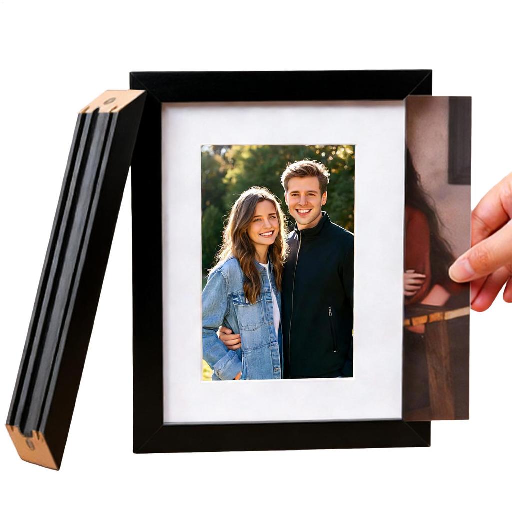 Magnetic Quick Release Photo Frame 7-Inch Picture Storage Collage Photo Frame With Opening Wooden Photo Storage Display Frame