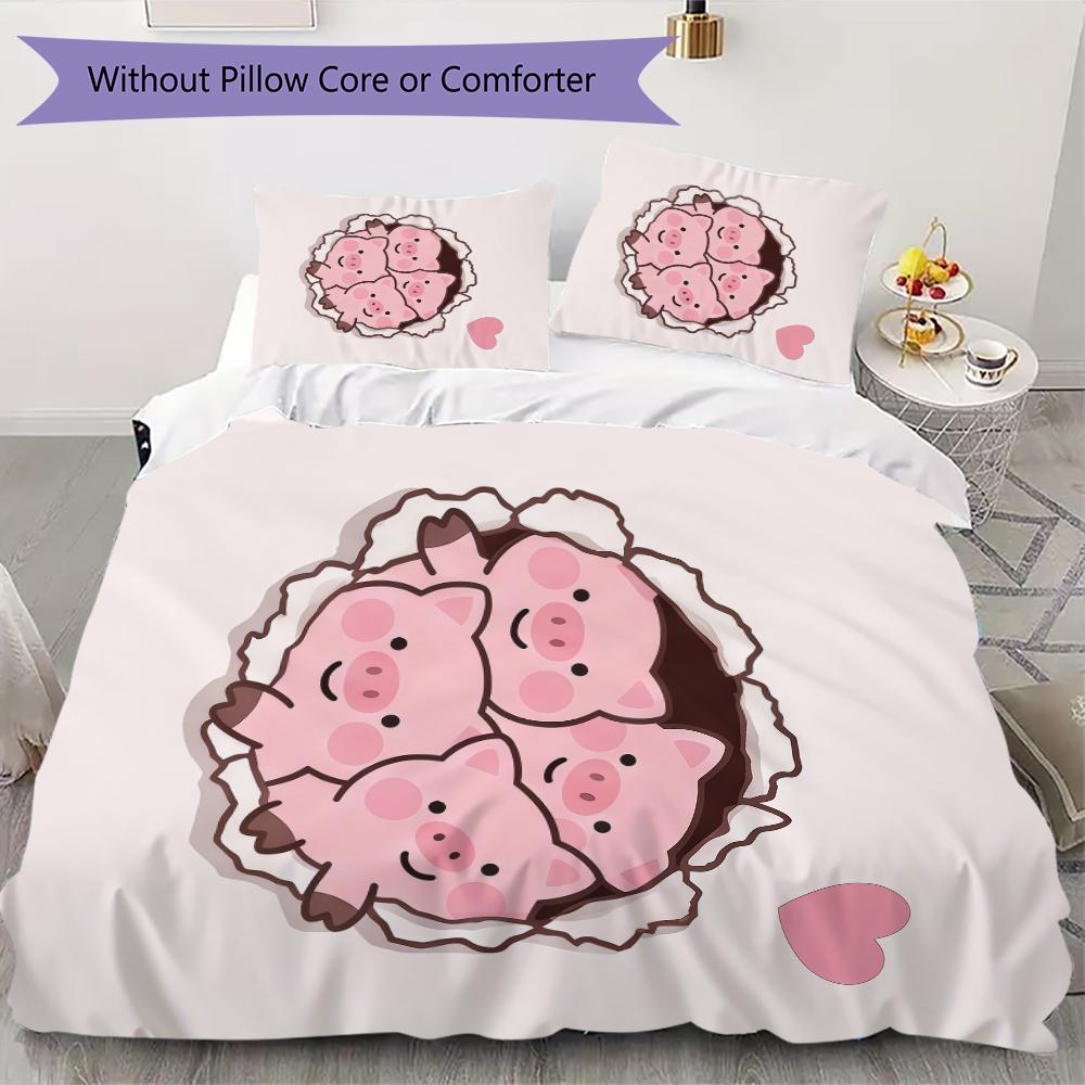 

Cute pink pig Pattern Bedding uilt Set uilt Cover Pillowcase Home Decoration Birthday Gift (1 * duvet cover + 49 * pillowcase without core) 135x200cm