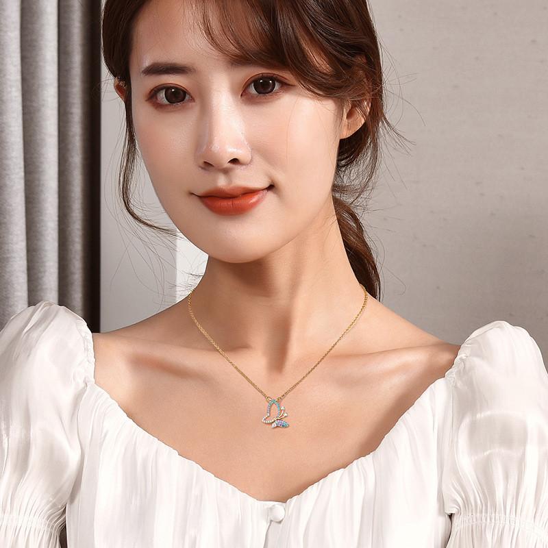 Fashionable Minimalist Butterfly Pendant Necklace In Titanium Steel For Womens Style