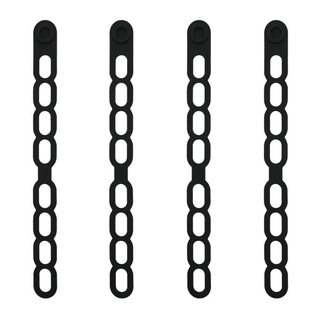 4 Pieces Silicone Latch Strap Ties for Lunch Box Bundling and For Slow Cooker Lid Organization Black Blue Gray