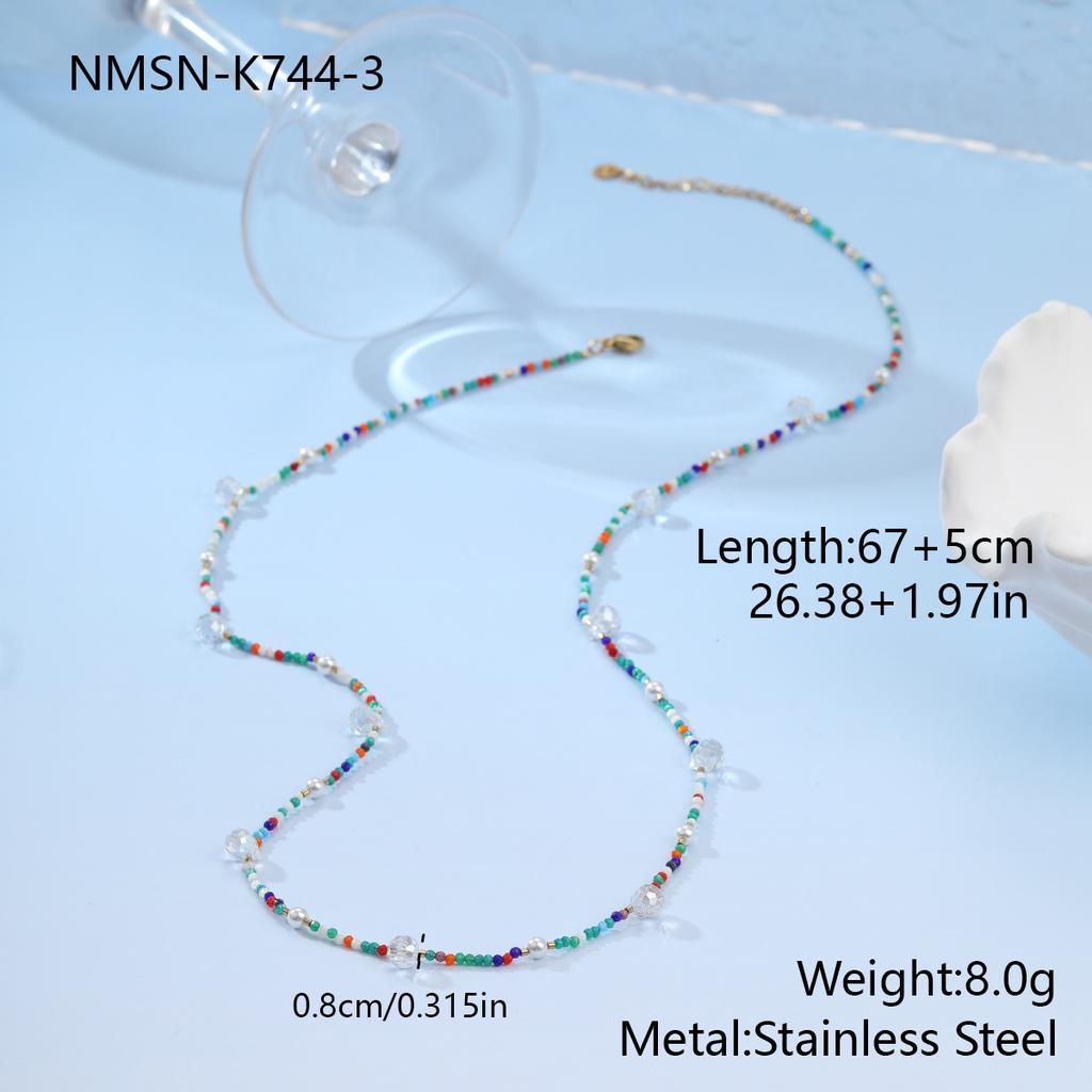GEMCHIC Women's French Retro Style Beaded Crystal Pearl Layered Necklace for Women Fashion Boho Jewelry