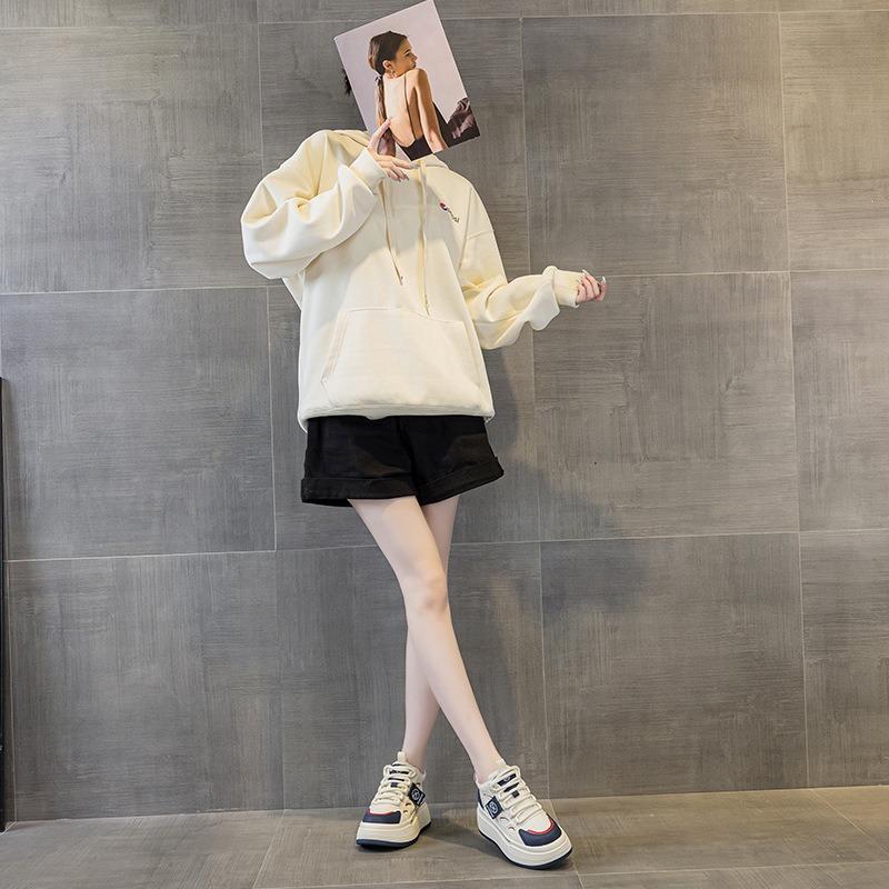 9955 Inner Height Increase 7 Leather Dad Shoes Women, Spring and Autumn New Versatile Thick-soled Muffin Shoes