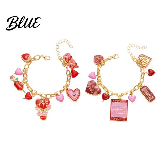 Alloy Bracelet Valentine Day Rose Flower Heart Letter Romantic Gift