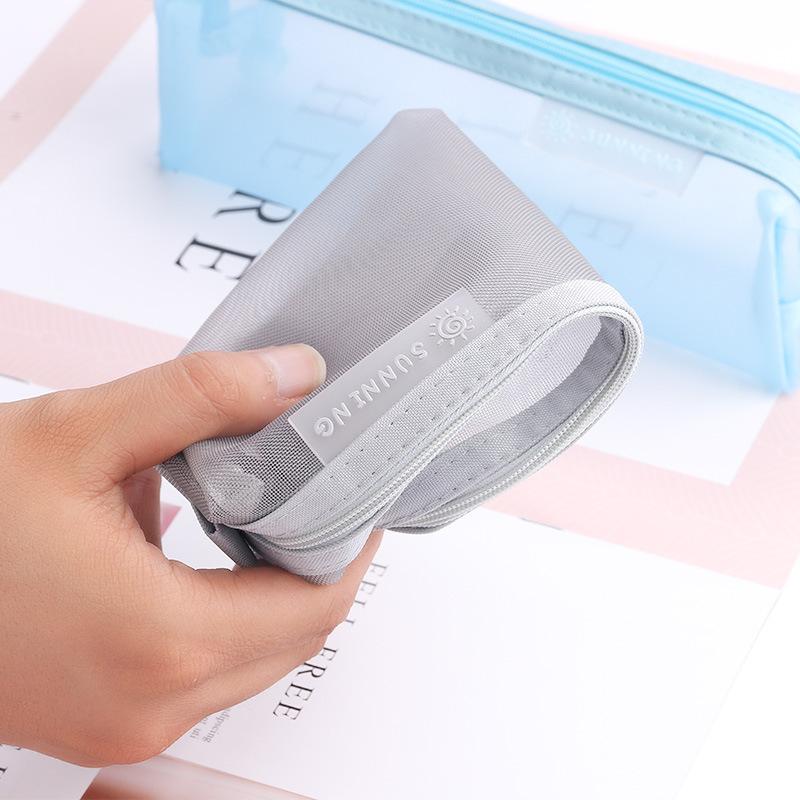 Transparent Mesh Pencil Bag Student Examination Dedicated Nylon Pen Case Unisex Large Capacity Pouch School Supplies Stationery