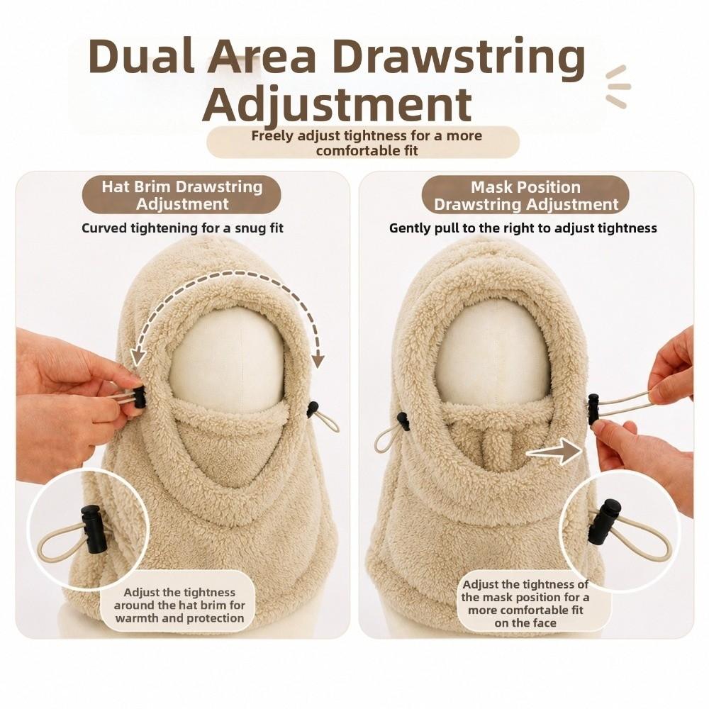 Windproof Winter Balaclava Hat Neck Warmer Full Face Cover Cute One-piece Hat Scarf