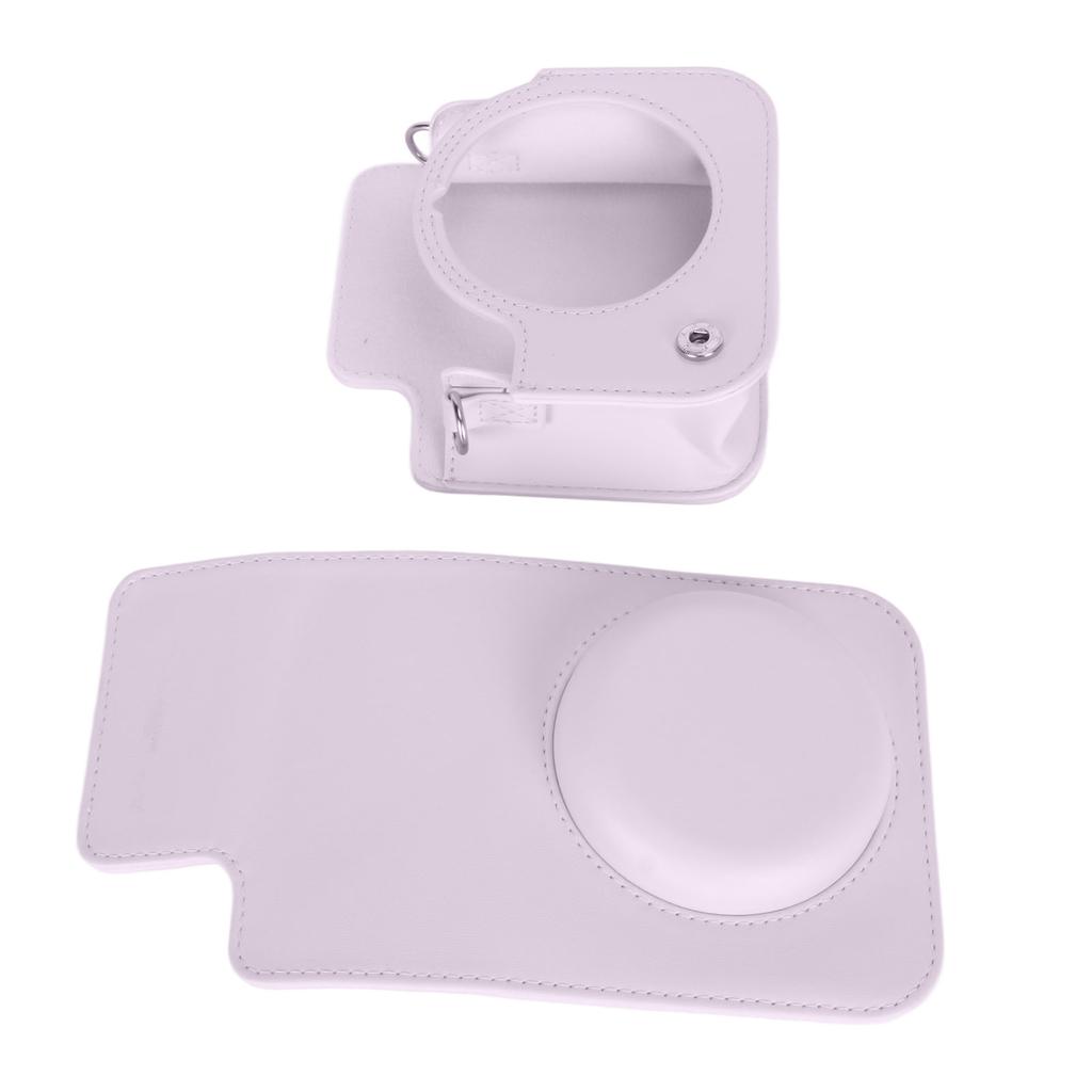 Camera Case PU Leather Protective Camera Cover Bag with Adjustable Shoulder Strap for Fuji Instax Mini 12 Purple