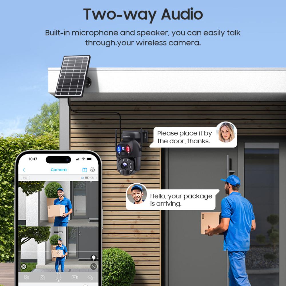 10x/20x Zoom 4G/WIFI Solar Powered Camera, HD Night Vision Security Camera, Solar Panel, PIR Human Motion Detection Monitor