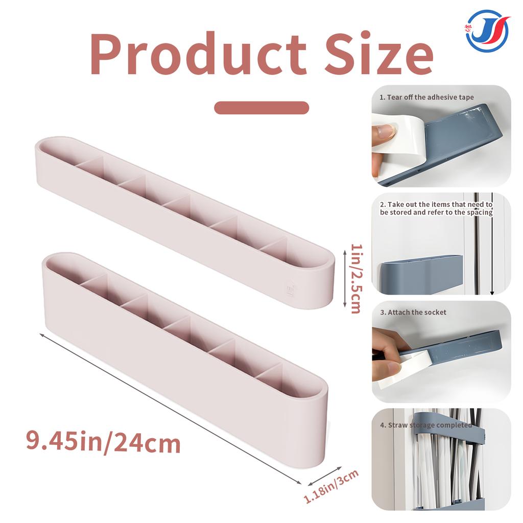 Straw Holder for Cabinet Door - Reusable Tumbler Straw Organizer Storage, Small Kitchen Accessories , Ultra Sticky Door Mounted
