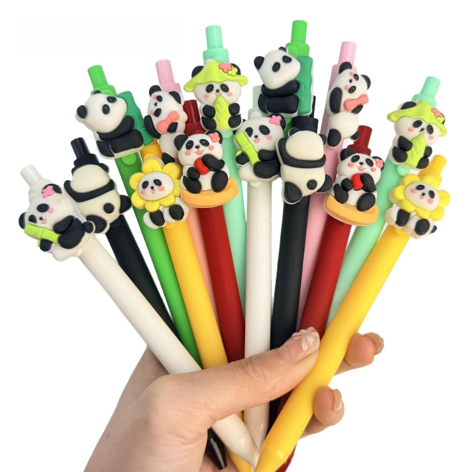 

Cute National Treasure Panda Bamboo Quick-Dry Ballpoint Pens Writing Gel Student Retractable Ballpoint Telescopic Retractable Gel Writing Stationery 1pc