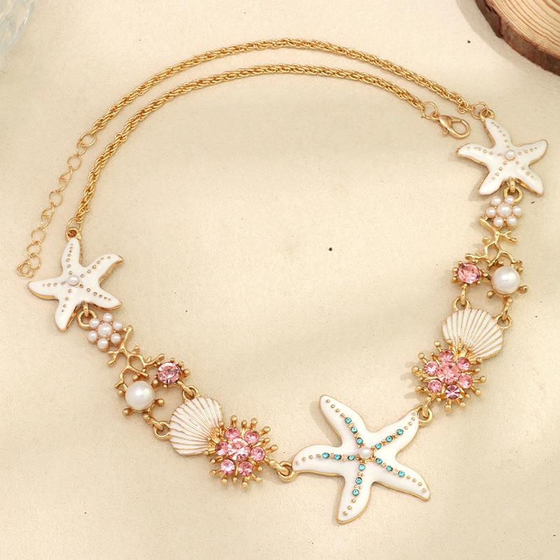 New seaside vacation style starfish shell necklace for women niche exquisite light luxury high beauty versatile collarbone chain