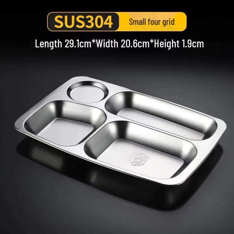 304 Stainless Steel Compartment Meal Tray for Kindergarten Students, Adults, and Canteens
