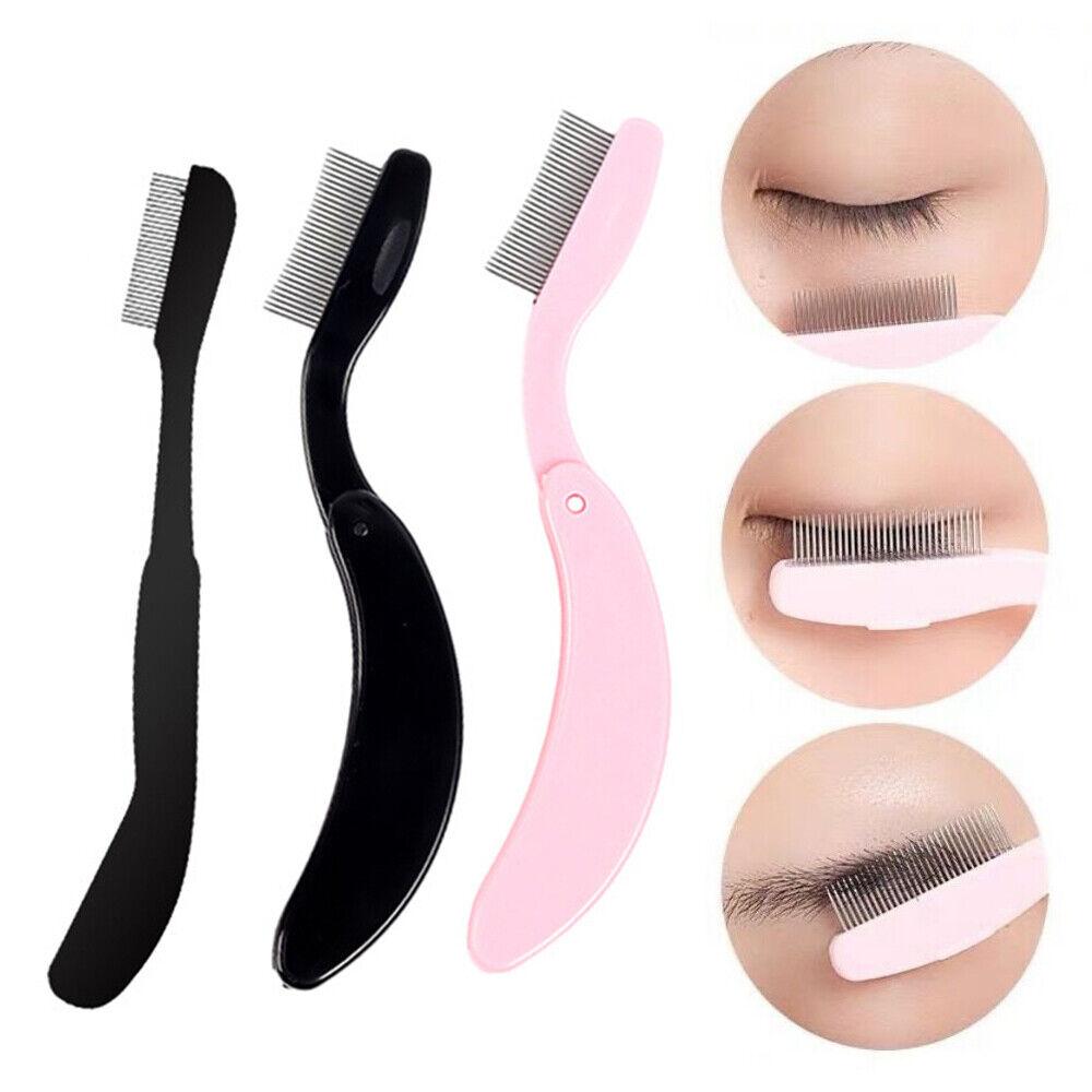 1PC Foldable Eyelash Comb Metal Eyebrow Brush Tool Mascara Separator Lash