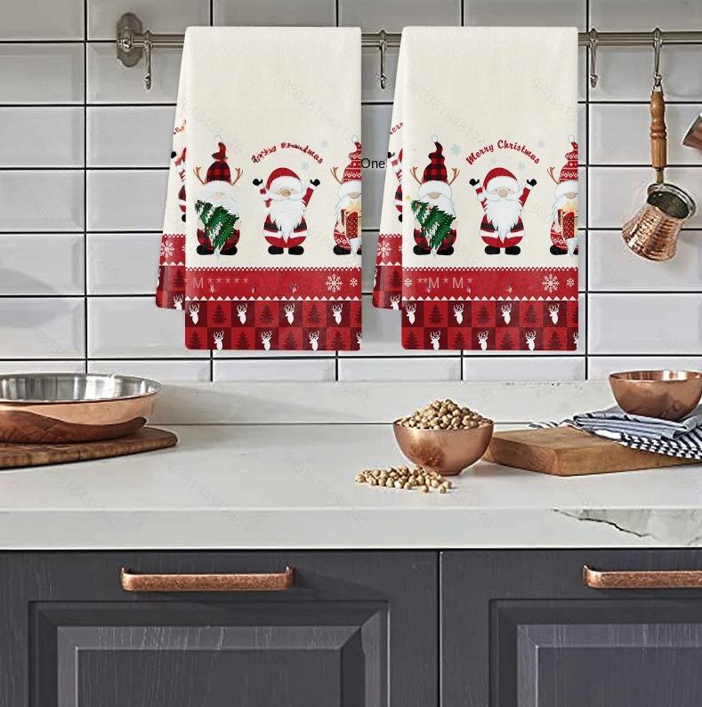 

1 шт. Отличное кухонное полотенце из микрофибры, кухонное полотенце, рождественские стили, праздничное полотенце для рук с Санта-Клаусом