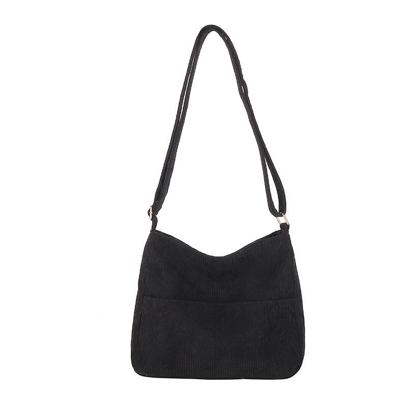 Luxurious Cotton Velvet Shoulder Bag For Women 2024 Summer Fashion Retro Style чёрный