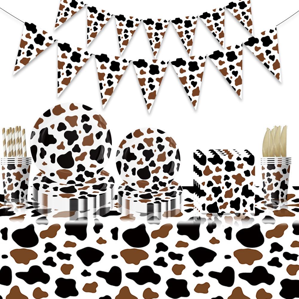 Farm Cow Party Tableware Set – Includes Plates, Cups, Tablecloth for Birthday Decorations