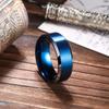 Fashion Blue Color Stainless Steel Rings For Men Blue Brushed Beveled Edge Steel Engagement Rings Men Wedding Band Jewelry Gift