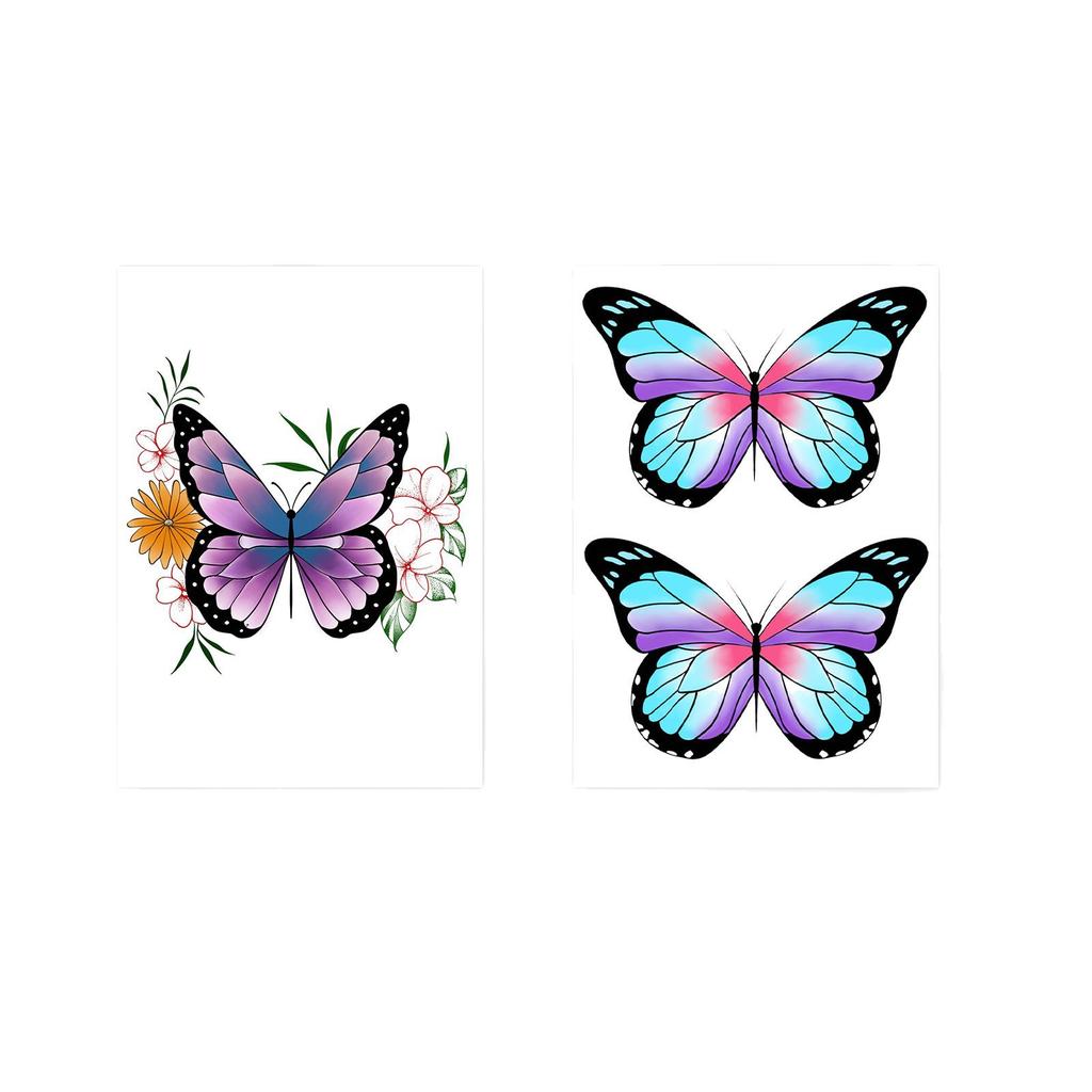 Color Gradual Change Butterfly Tattoo Sticker, Waterproof Lasting Simulation, Girls Small Fresh Flower Arm Tattoo Sticker
