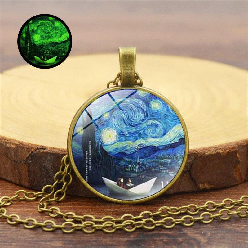 Unisex Gogh Van Starry Night Necklace Inspired By Classic Art And Modern Fashion