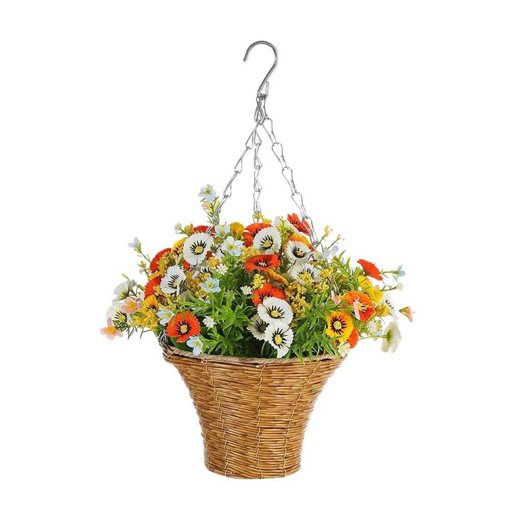 New Artificial Hanging Flowers In Basket Silk Fake Flowers Chain Hanging Basket Flowerpot Wedding Home Party DIY Decoration