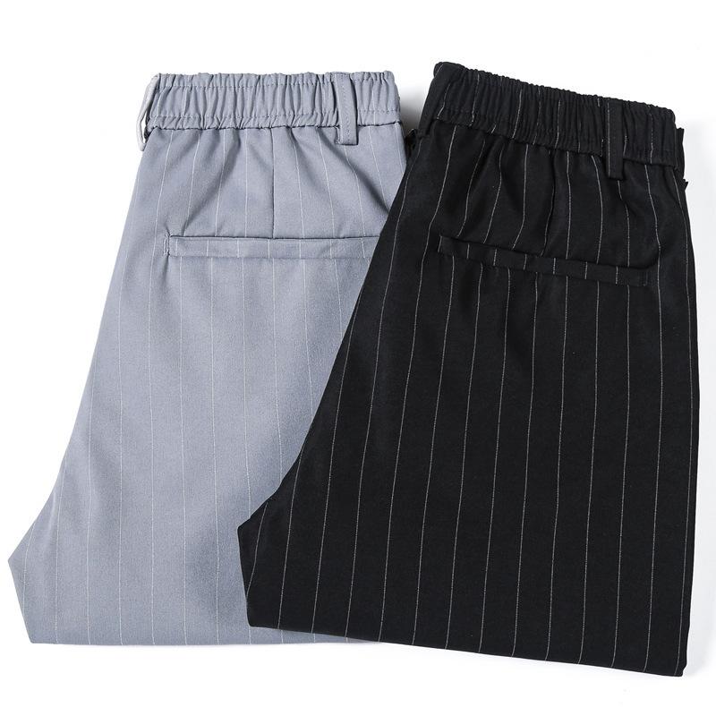 Autumn Versatile Casual Trousers Slim Small Leg Trousers Men's Striped Trousers Korean Version of the Tide of Elastic Waist Small Straight Trousers