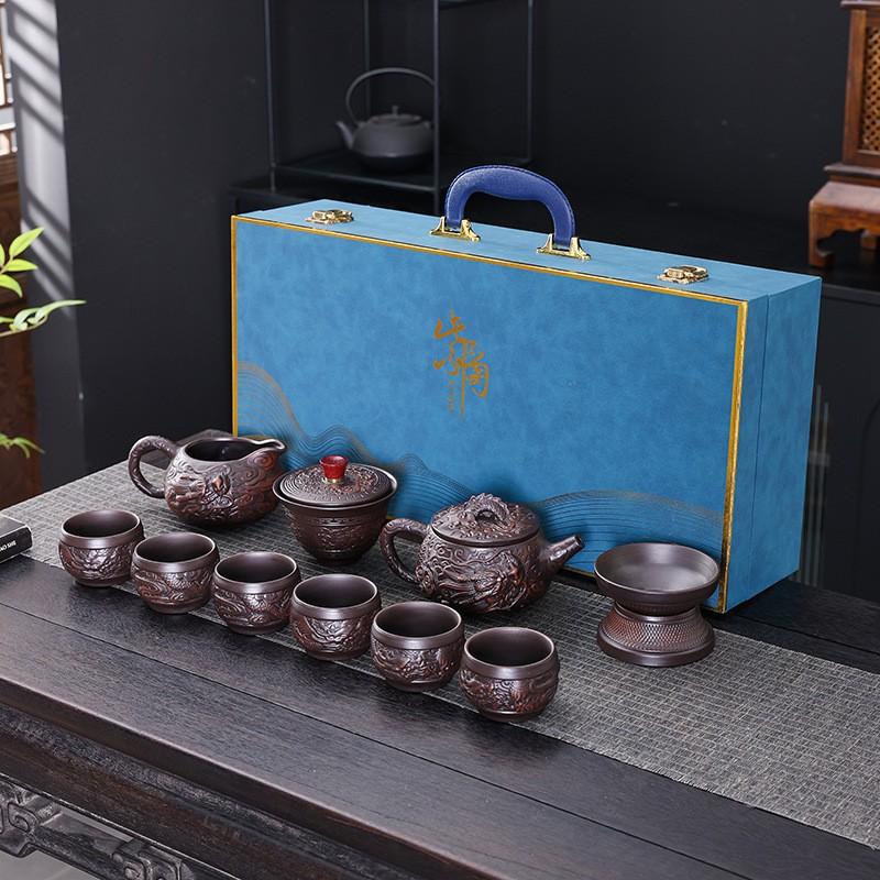 New High-end Purple Pottery Kung Fu Tea Set Light Luxury Home Gifts Business Banking Company Merchandise Gifts