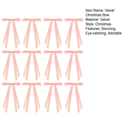 12 szt. Aksamitne kokardy świąteczne 6" x 8" Vintage kokardy na wieniec ozdoba świąteczna na choinkę pakowanie prezentów dekoracja wieńca girlandy