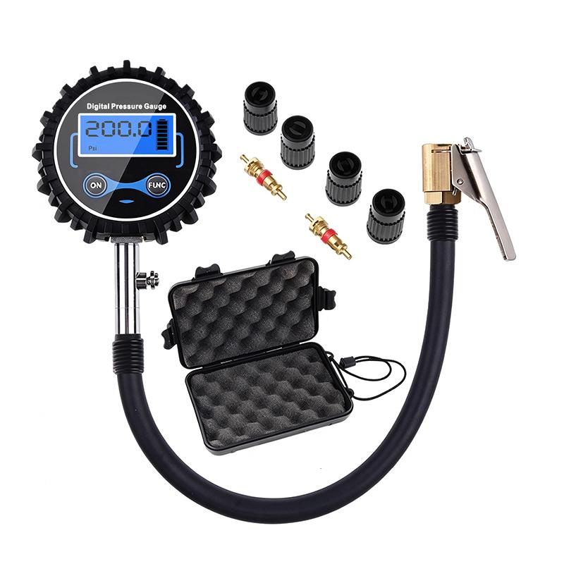 Digital Tire Air Prdigital Tire Air Pressure Gauge With Quick Clip Air Chuck Pressure Monitoring Tools Tester For Car Motorcycle
