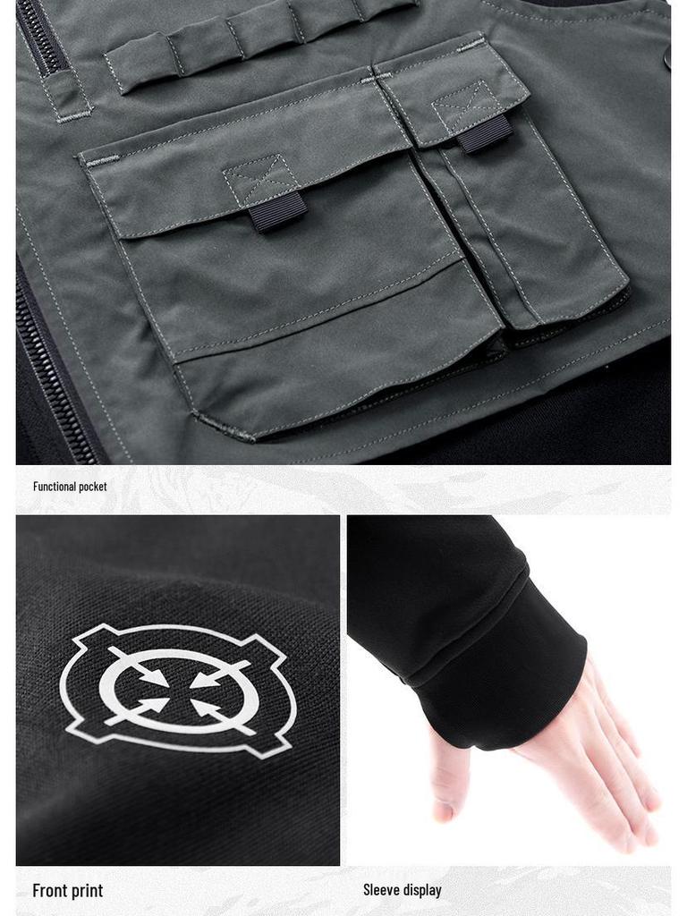 Herren Koreanischer Stil Taktisches Sweatshirt: Herbst/Winter, Trendig, Langärmlig, Rundhalsausschnitt, Fake-Zweiteiler