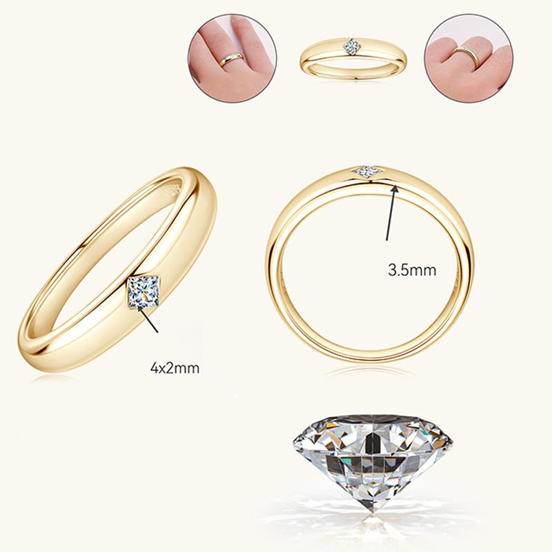 Smyoue 0.15-0.2CT Princess Cut Moissanite Rings for Women Engagement Bride Jewelry 100% S925  Silver Birthday Gift GRA