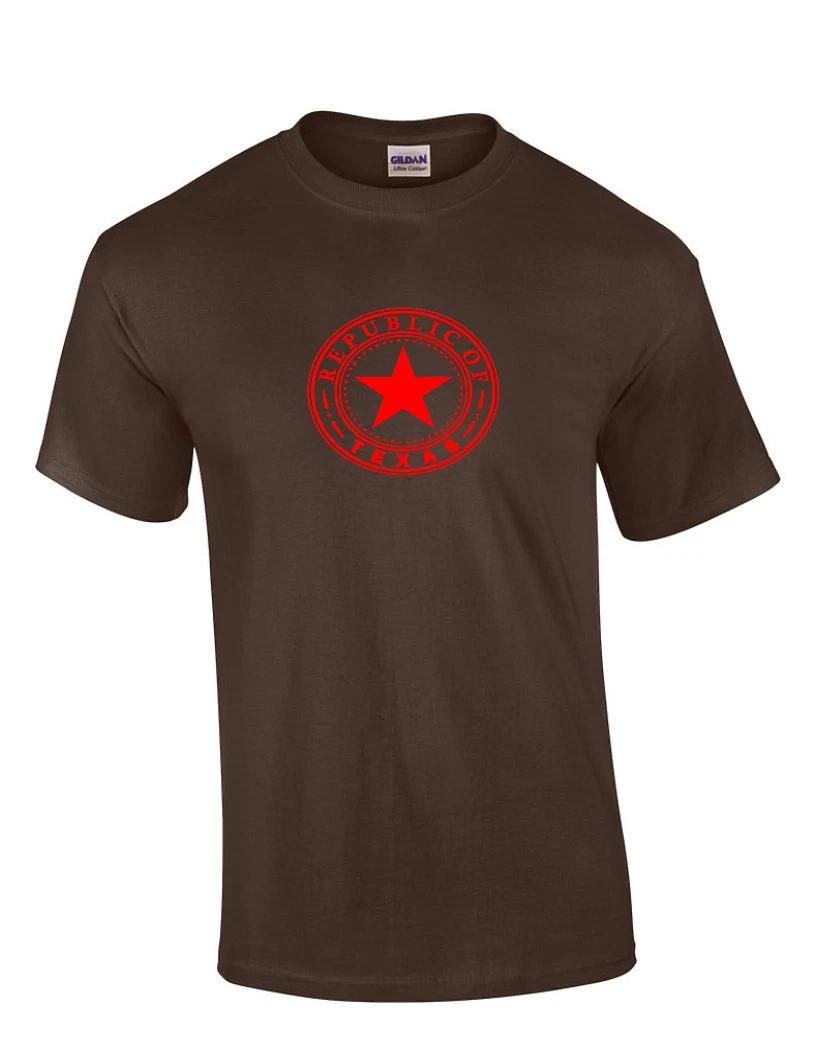 Red Seal Republic of Texas on Dark Brown Cotton T-Shirt Lone Star State Shirt L