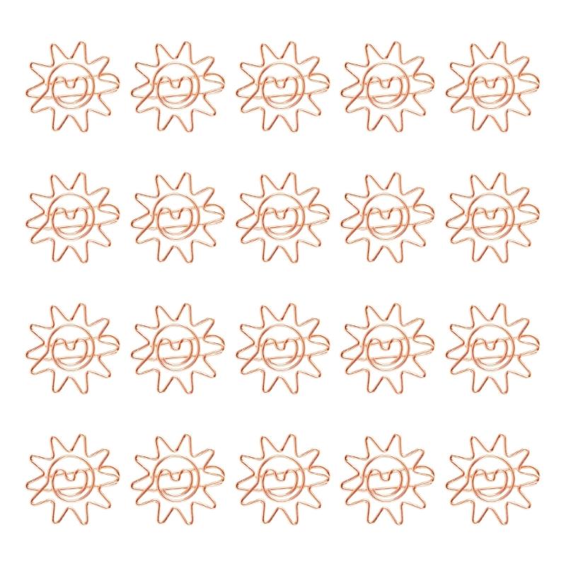 

20 Pieces Metal Sun Shape Paper Clips Decorative Bookmarks Clips Quality Office Supplies For Students Professional рожевий колір золота