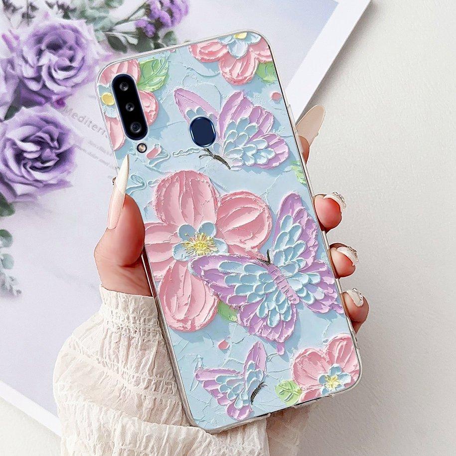 Case For Samsung Galaxy A20 A20e A20s Cover Fashion Flower Butterfly Soft Silicone Clear Bumper For Samsung A30 A 30 A 20 Covers