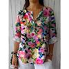 Fashion Summer Floral Printed Women Blouse V Neck Loose Casual Simple Office Shirt Ladies Summer Plus Size Holiday Sweet Short Sleeve Tops Clothes