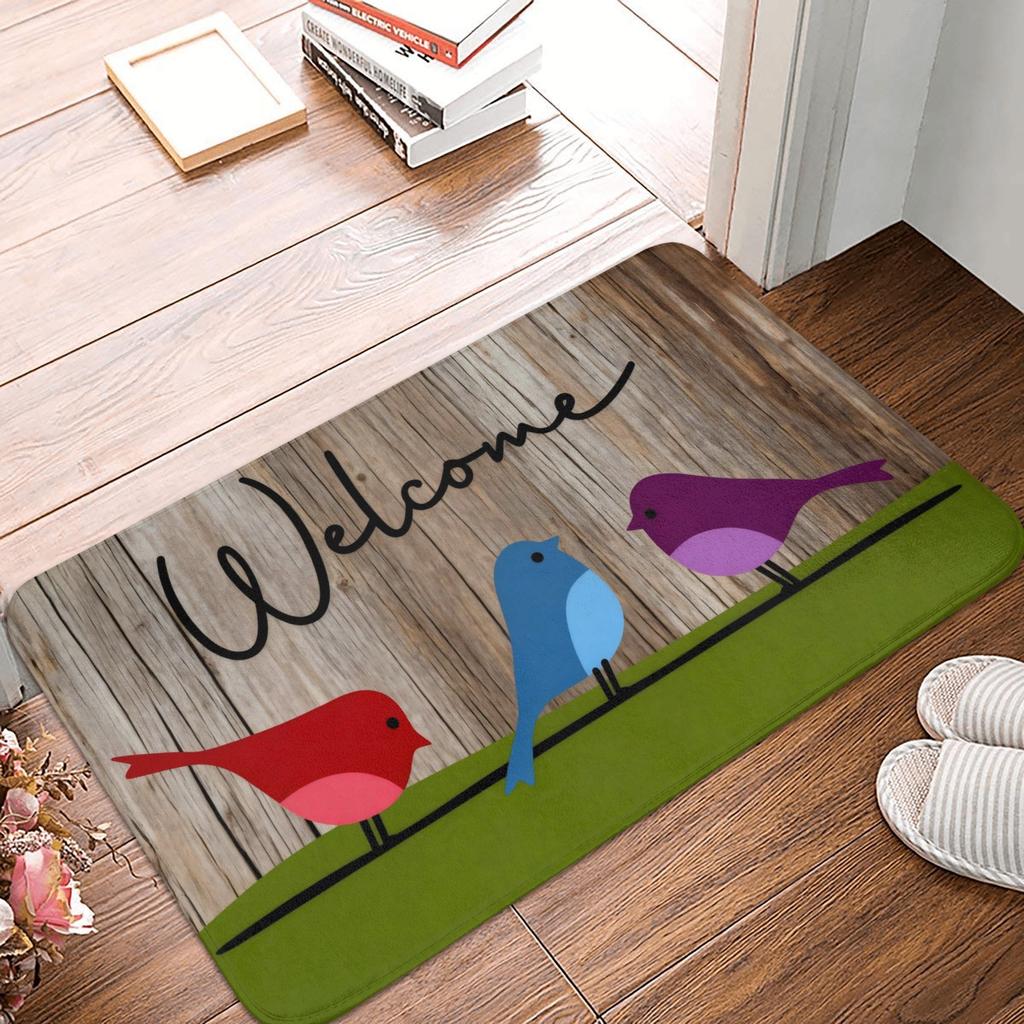 Floral And Letter Graphic Front Door Mat Anti-Slip Indoor Absorbent  Doormat Living Room  Entrance Rug Carpet