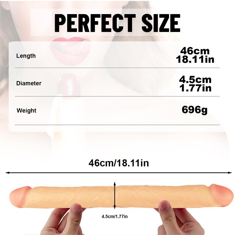 Double-headed 46 Cm Female Long Back Court Anal Plug Lala Masturbation Device Dildo Adult Simulation Supplies