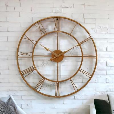 Clock Iron Gold Large Analog Wall Clock/One Year Warranty / 90630-30, 75 Centimeters, 3.81 CM