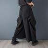 Plus size Vintage black high Waist Casual loose long Summer wide leg Pants Women Trousers