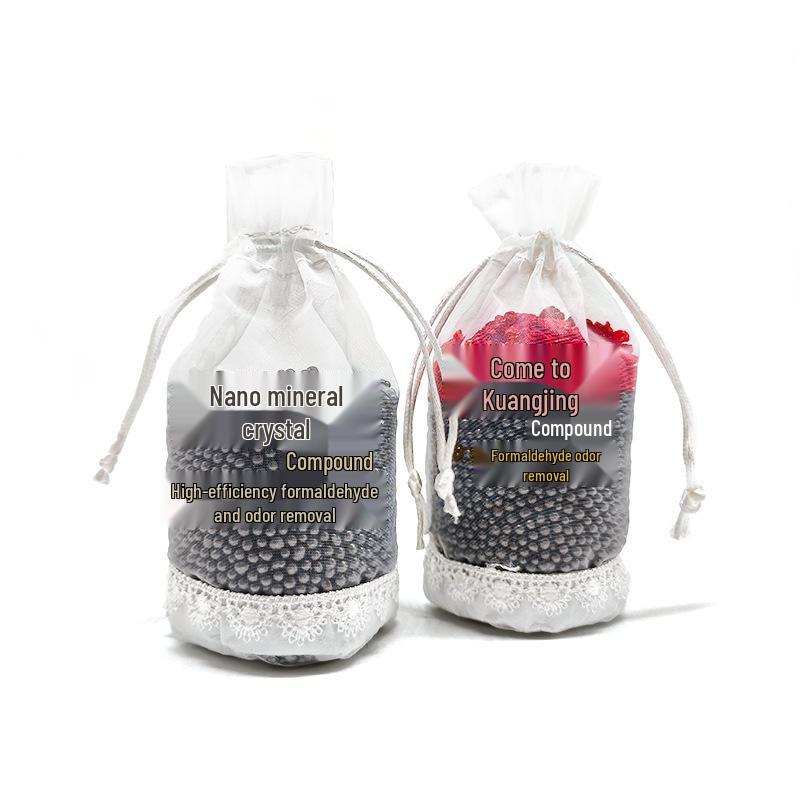 Nano Mineral Crystal Car Air Freshener - Bamboo Charcoal Bag for Odor Absorption and Deodorization