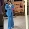 2024 Fall European & American Women's Solid Color Lapel Slim-Fit Suit: Commuting Temperament Two-Piece Set