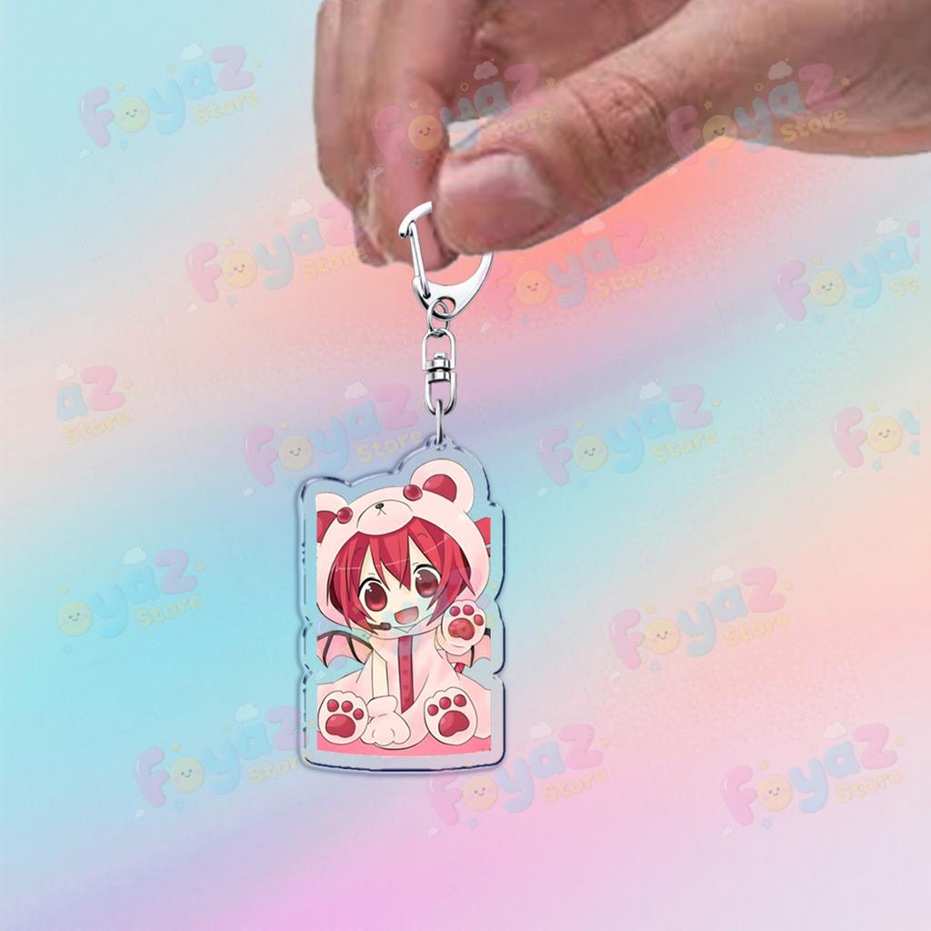 Cute Anime Girl Kasane Teto Keychain Accessories Bag Kawaii Manga Key Ring Chains Jewelry Fans Friends Birthday Gifts