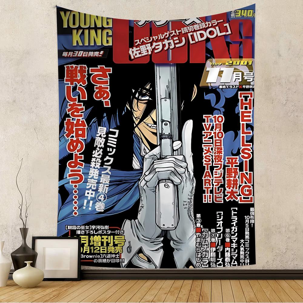 Hellsing Game Anime Tapestry Hippie Flower Wall Carpets Dorm Decor Wall Hanging Home Decor