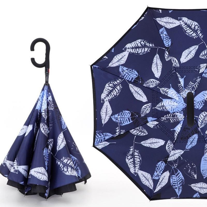 Ring-lock double-layer fully automatic reverse umbrella, long handle, large car umbrella, enlarged, reinforced, thickened, wholesale umbrellas for