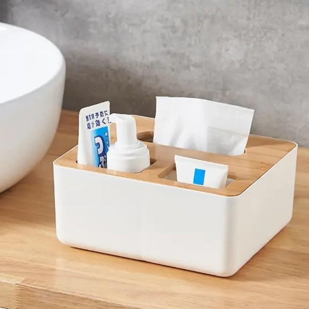 Multi-Function Tissue Box Wooden Cover Tissue Holder New Napkin Storage Box  Desktop