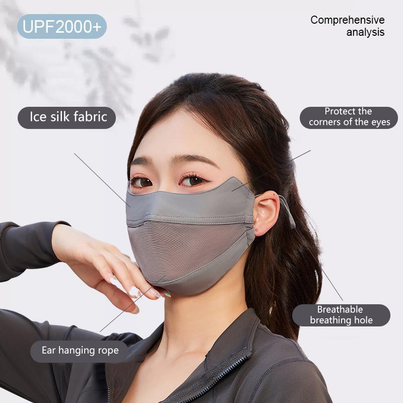 Breathable Ice Silk Sunscreen Face Mask Outdoor Sports Anti-Uv Face Mask Head Scarf With Adjustable Buckle Driving Riding Mask