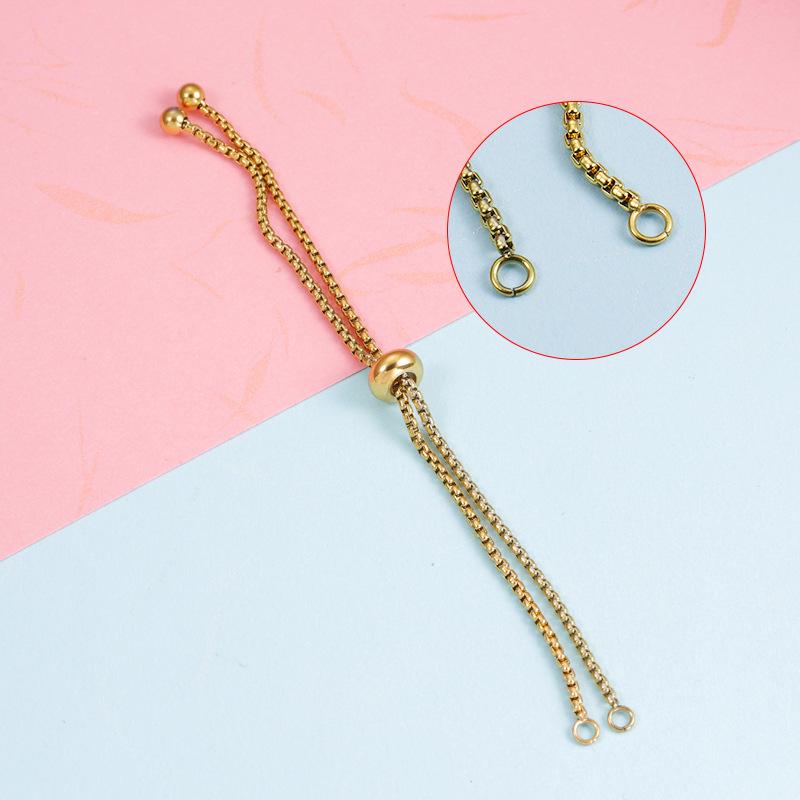 DIY verstellbares Edelstahl-Gummiperlenarmband mit nicht abnehmbarer Perlenkette