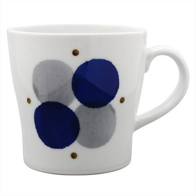 Hamato Hasami Ware Tenryu Kiln Indigo Dish Lightweight Mug with Indigo Circle Pattern (384004) 350ml