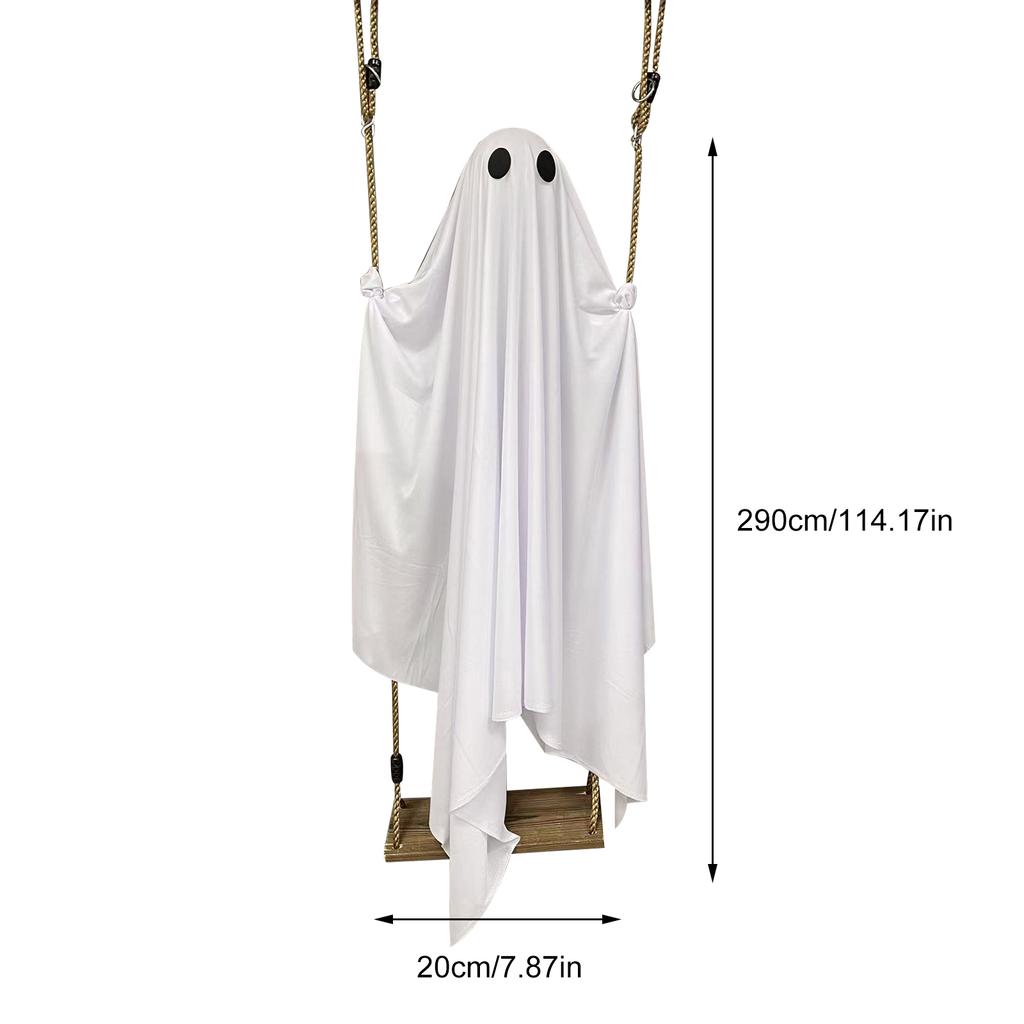 Halloween Adjustable Ghost Decorations Remote Control Spooky Ghost Ornament Thicken Cute White Ghost Swing for Porch Yard Trees