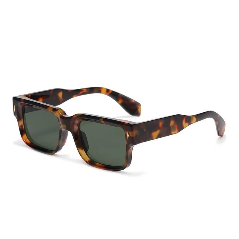 JNPCXI Retro Square Sunglasses Women Leopard Stripes Shades UV400 Fashion Rivets Men Clear Gradient Sun Glasses
